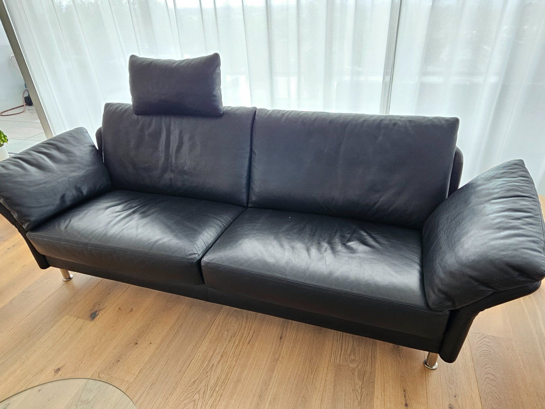 Intertime Divani: Ledersofa Intertime, schwarz, 3 Plätze – Usato da Nürensdorf venduto da Rega58
