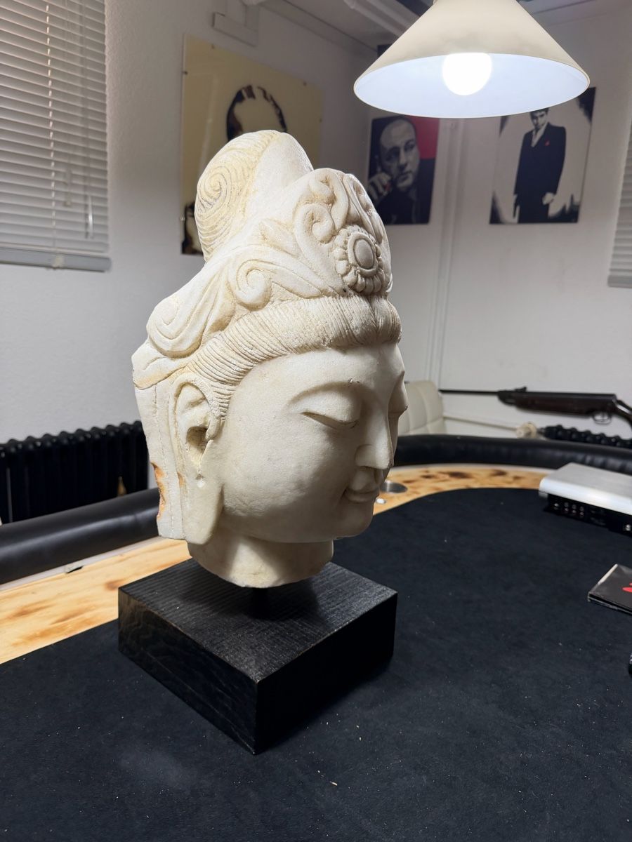 Sculture & Statue: Buddha Kopf 19.Jh weiss – Usato da Wettingen venduto da NickInc 1