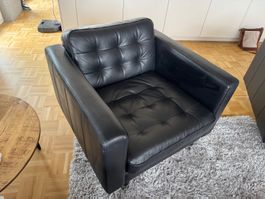 IKEA Landskrona Sessel Leder Schwarz / Metallfüsse