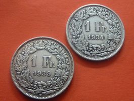 2 Seltene 1 Fr. 1934 / 1939  -  Ungereinigt  -