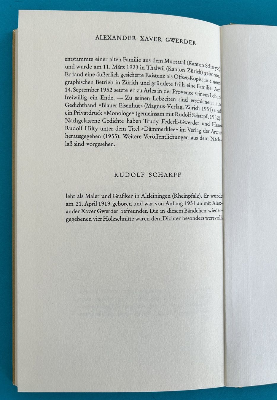 Libri: A.X. GWERDER: GEWITTER – Usato da Zürich venduto da Domus09 4