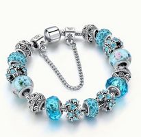 Blue Rhinestone Beads Bracelet 18 sm