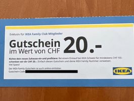 Gutschein 20.- IKEA Online gültig bis 31.10.2026 ab 150.-