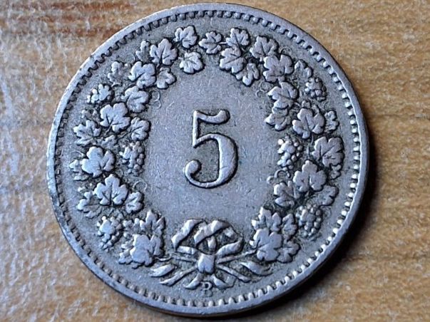 Tutti le monete: 5 Rappen 1905 – Usato da Münchenstein venduto da purbach1 3