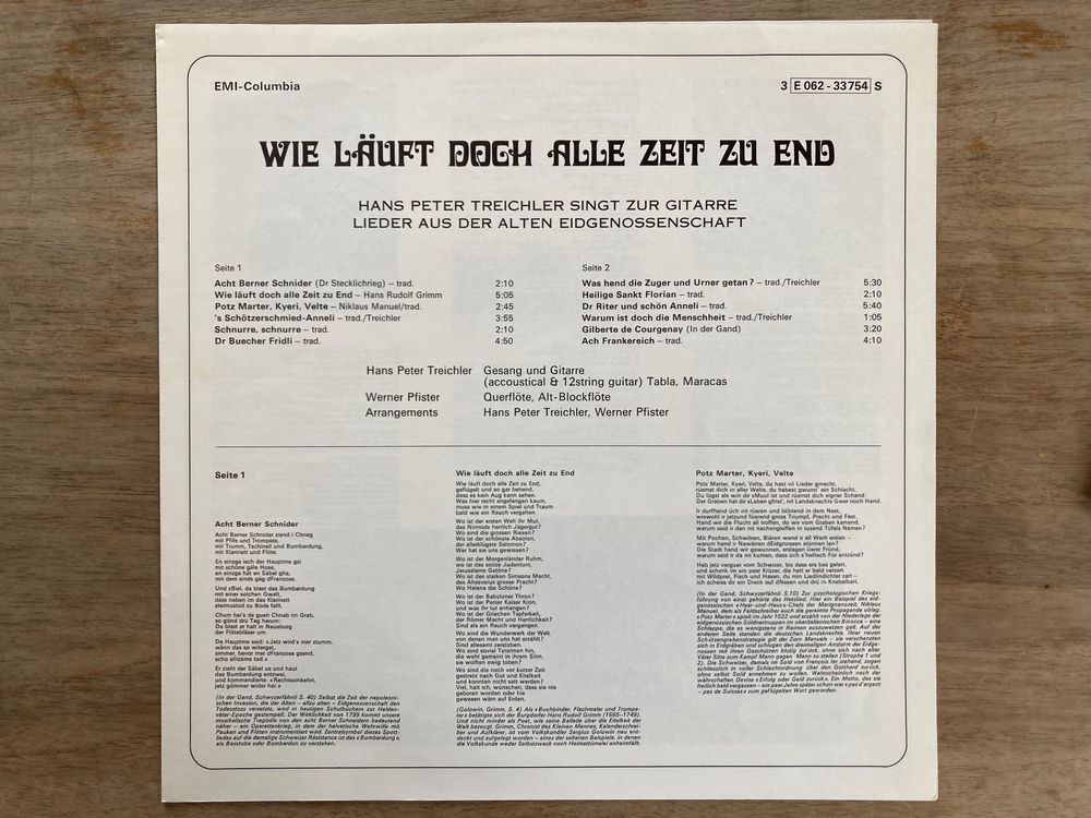 Hans Peter Treichler LP ketzerischen Schweizergeschichte Kaufen