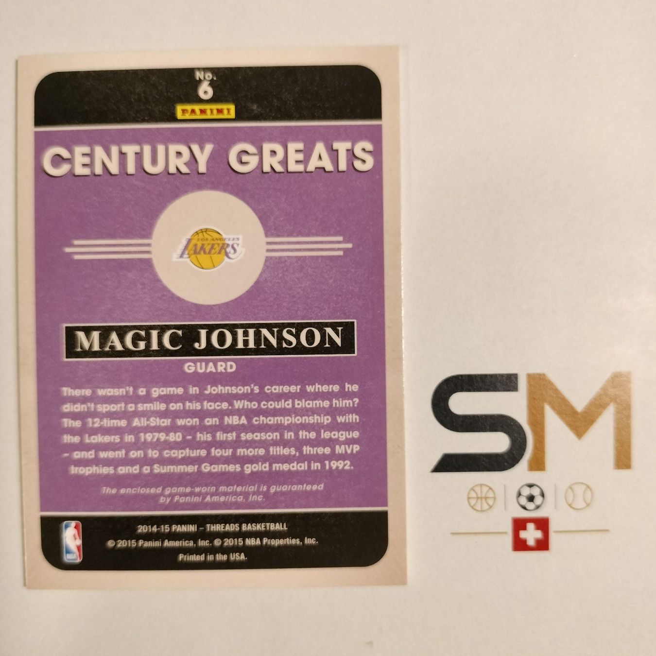 Panini Sammelbilder & Trading cards: Magic Johnson 2014-15 Threads Game-Worn #6 /199 Lakers – Neu (gemäss Beschreibung) aus Bern von SportsMemos 3