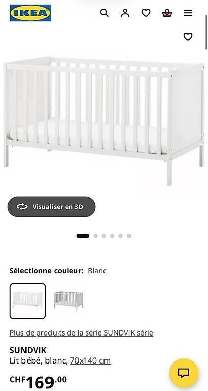 Betten: Lit bébé barreaux IKEA SUNDVIK – Gebraucht aus Forel (Lavaux) von vin_6xqx 2