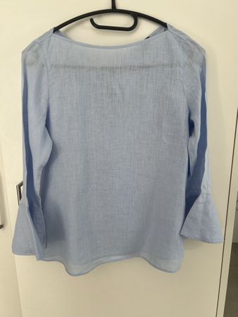 Bluse Massimo Dutti Leinen hellblau Grösse 36 neuwertig