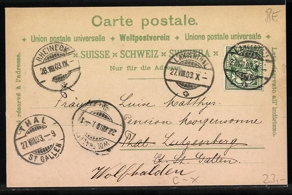 Cartoline postali: Litho Langenthal, Hotel Bären, Dorfgass – Usato da Berlin venduto da bartko-reher 1