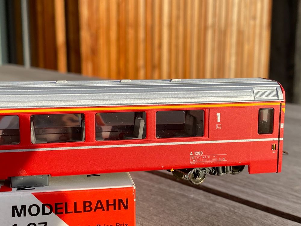 Set Bemo H0m - 4 Voitures Voyageurs RHB Années 70/80 - H0m/H0e - Comme Neuf