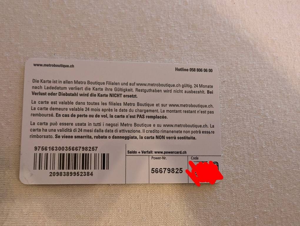 Buoni: Bon Metro Boutique 100 Chf – Nuovo e nell'imballaggio originale da Lausanne venduto da max_h6gl 1