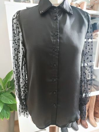 Women black satin blouse - size 36 - ungetragen