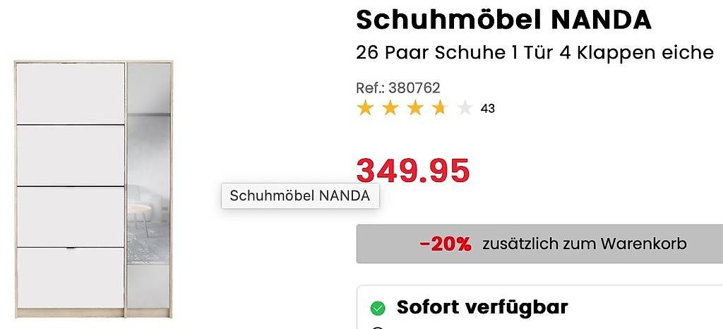 Regale: Schuhe Regal mit Spiegel Möbel Nanda – Gebraucht aus Zürich von Railstew