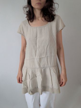 Leinen Tunika Aurea Vita Stockholm L Vintage Top beige