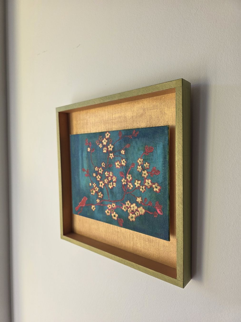 Lavagne: Tableau vert/doré d'oiseaux et de fleurs, parfait décor! – Nuovo (secondo la descrizione) da Schlieren venduto da Hope_2026 3