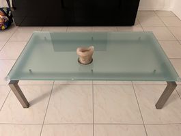 Table basse design verre trempé et acier Rossetti