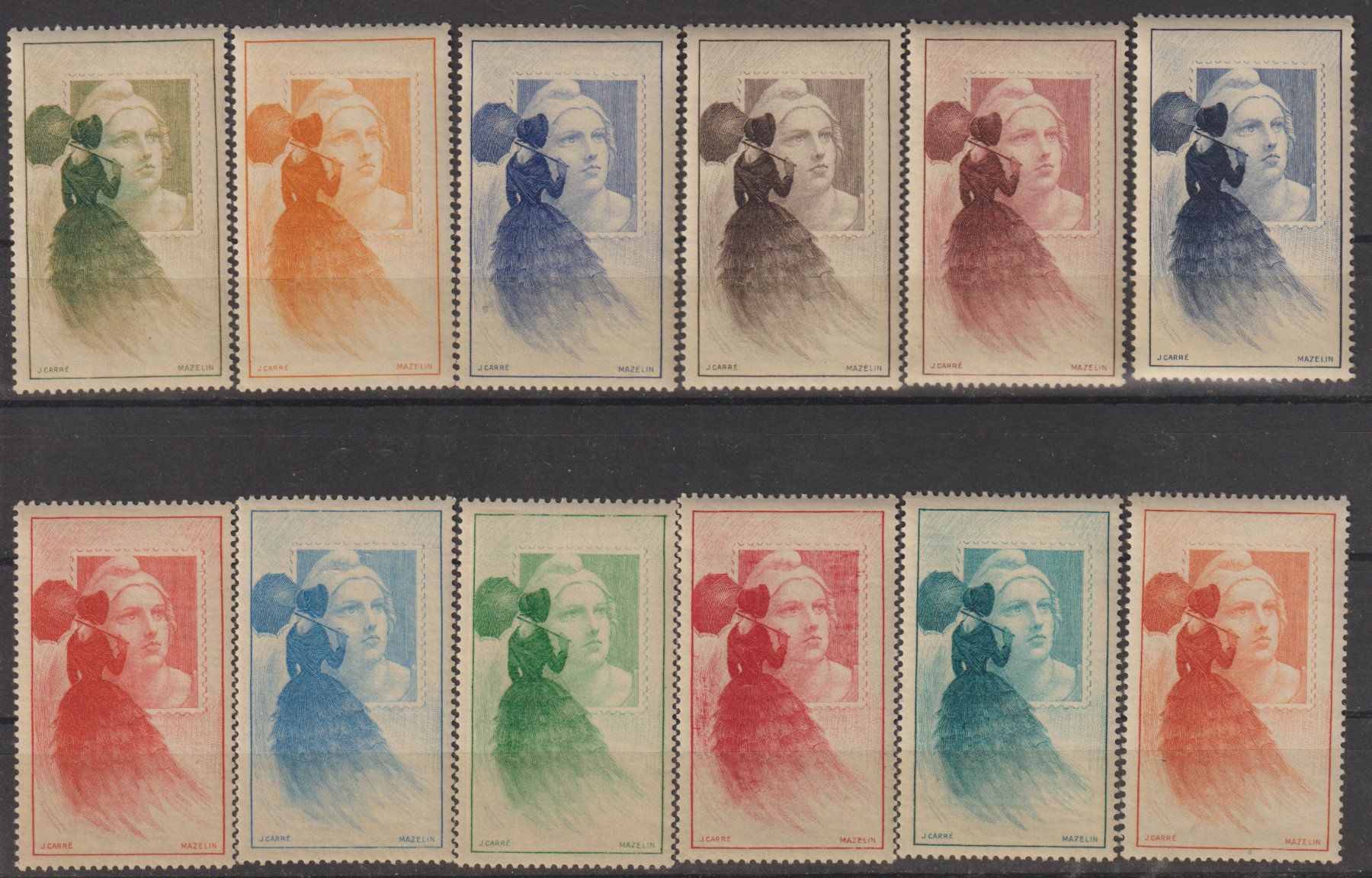 Alle Briefmarken: Frankreich: 12 Vignetten ** – Neu (gemäss Beschreibung) aus Eschlikon TG von PhilCon
