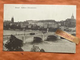 Alte Ansichtskarte Basel Mittlere Rheinbrücke