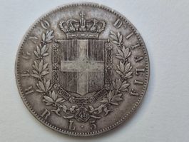 🇮🇹 Italy 5 Lire 1876 Silver 25g .900