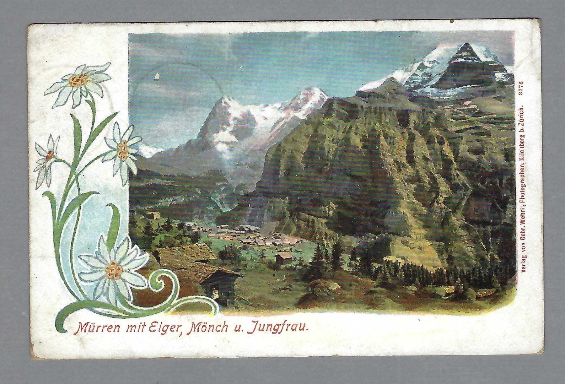 Cartoline postali: 1900, MÜRREN, MIT EIGER, MÖNCH, JUNGFRAU, LITO – Usato da Pura venduto da ulisse1957