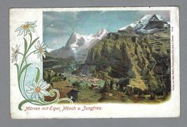 1900, MÜRREN, MIT EIGER, MÖNCH, JUNGFRAU, LITO