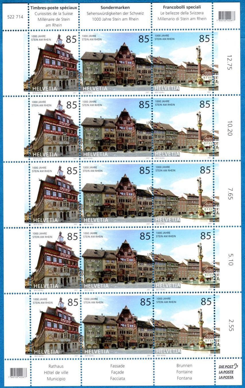 Tutti i francobolli: Klein-Bogen   2007    Stein am Rhein     postfrisch – Nuovo (secondo la descrizione) da Mellingen venduto da Ginger