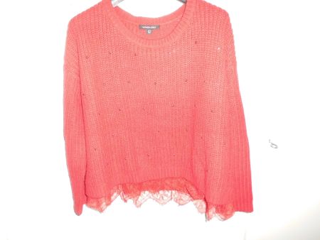 Pull rouge avec dentelles T. L