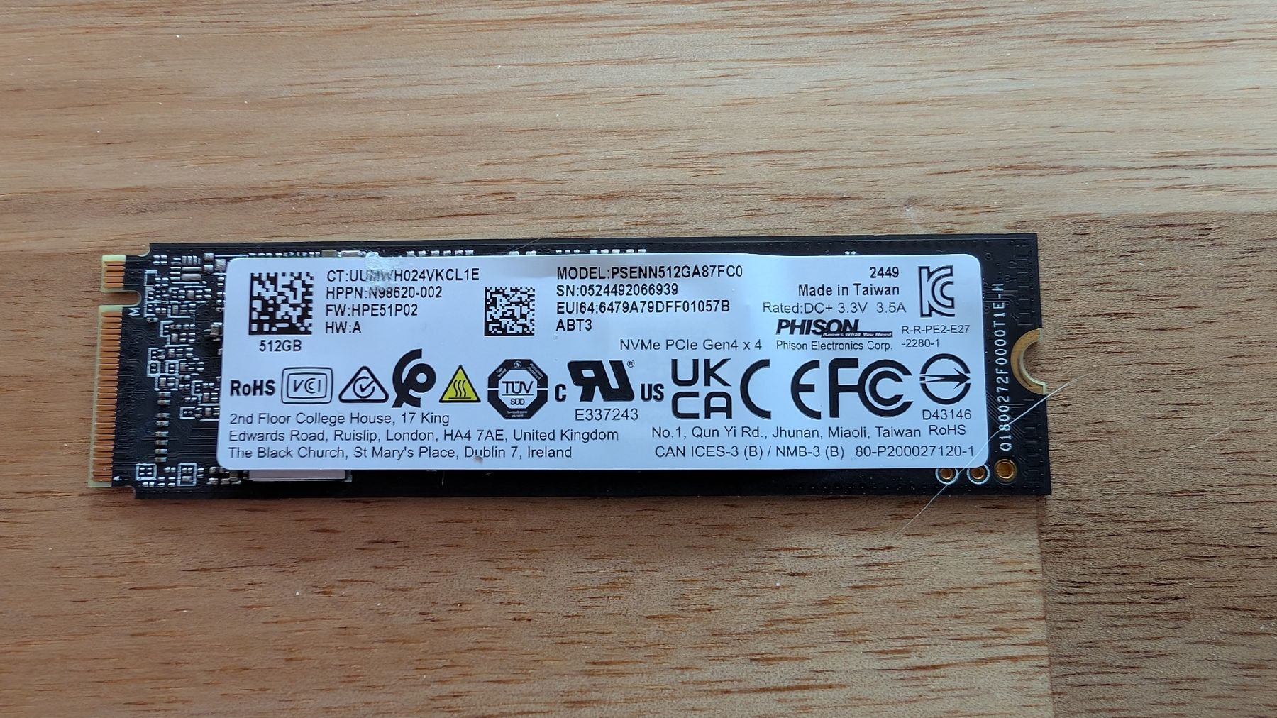 Dischi rigidi: Phison M.2 SSD NVMe 512GB – Nuovo (secondo la descrizione) da Aadorf venduto da Thepacman