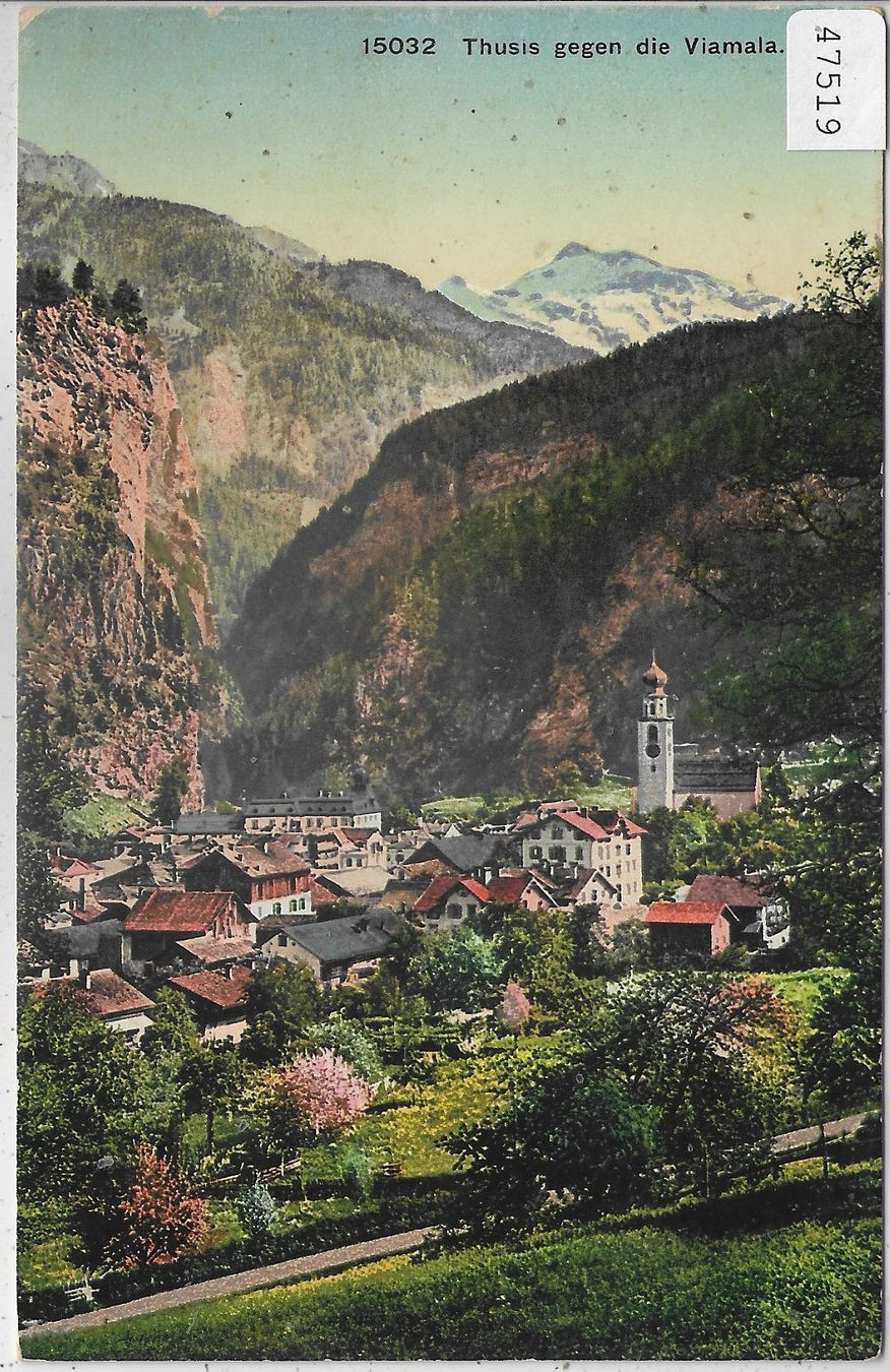 Cartoline postali: Thusis gegen die Viamala - Litho – Usato da Ettingen venduto da Kartenplanet