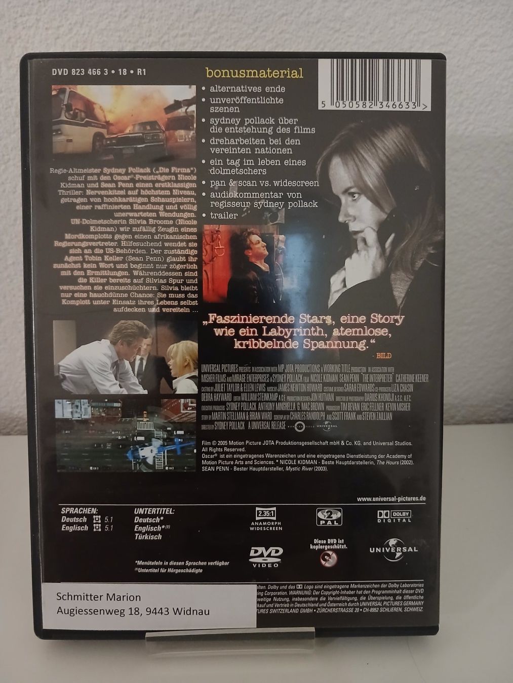 Tutti i DVDs: Die Dolmetscherin – Usato da St. Margrethen SG venduto da SamusAran 1