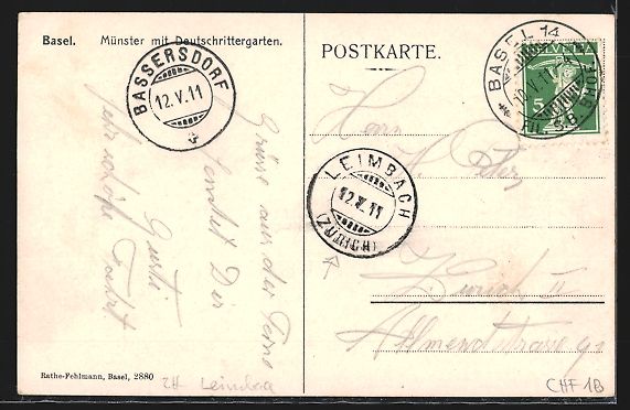 Cartoline postali: Basel, Münster mit Deutschrittergarten – Usato da Berlin venduto da bartko-reher 1