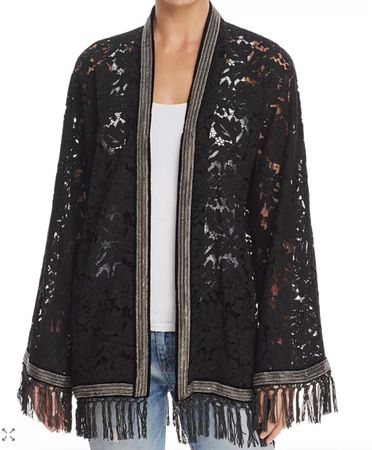 The Kooples Chain-Trimmed Lace Kimono