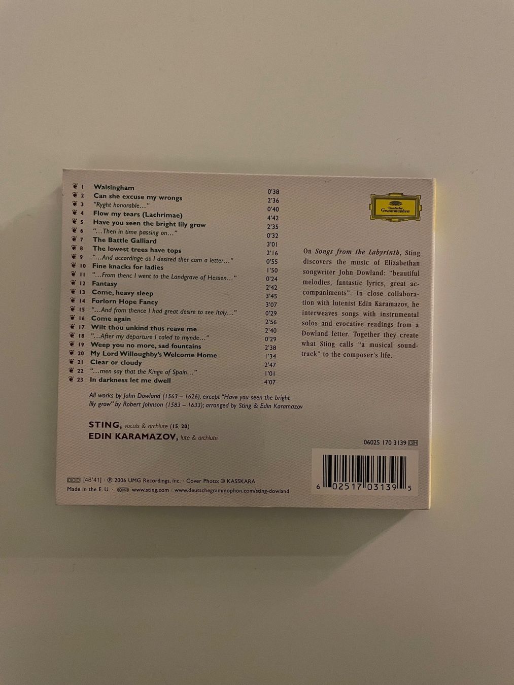 CD: Sting - Songs from the Labyrinth CD 2006 – Usato da Sutz venduto da fx05 1