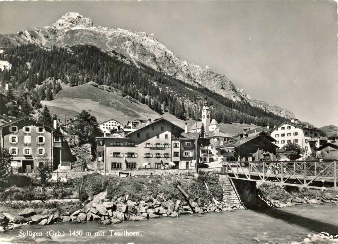 Cartoline postali: Splügen  GR   mit Teurihorn – Usato da Brig venduto da Valcards54