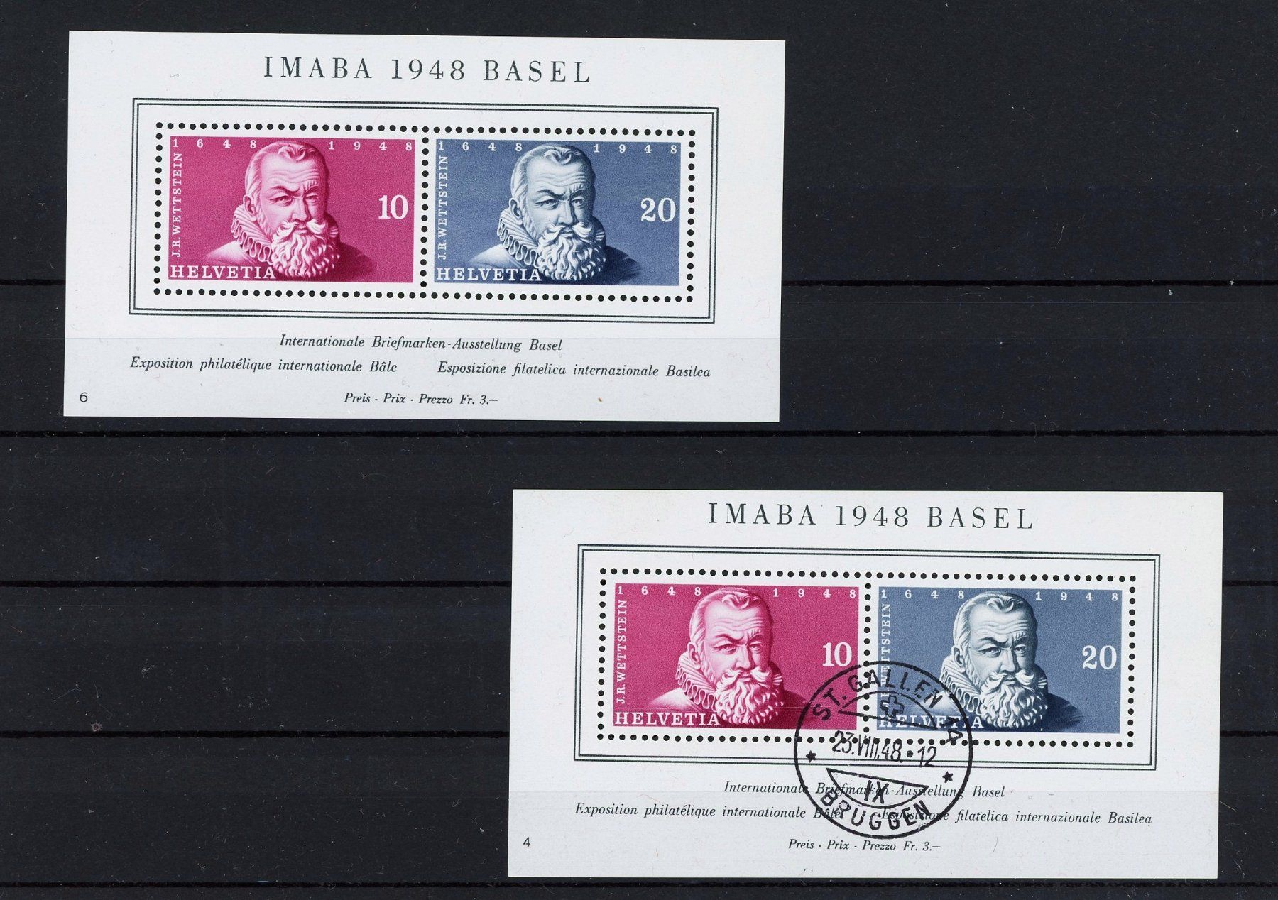 Alle Briefmarken: IMABA Block 1948 einmal gestempelt, dazu einmal postfrisch – Neu (gemäss Beschreibung) aus Basel von Strubelibs