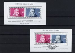 IMABA Block 1948 einmal gestempelt, dazu einmal postfrisch
