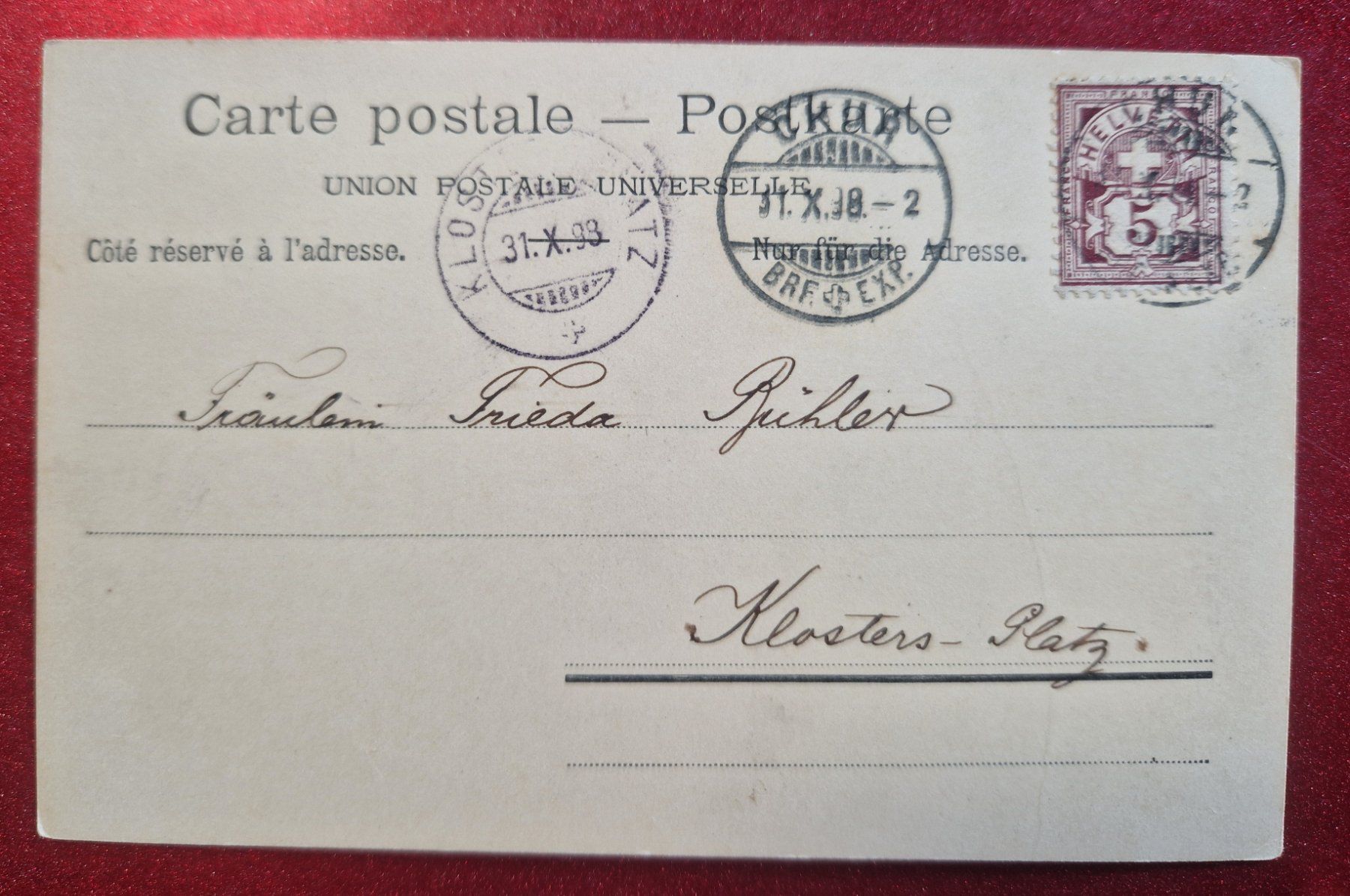 Ansichtskarten: Paysage d'hiver 1898 – Gebraucht aus Melchnau von Arthurius 1