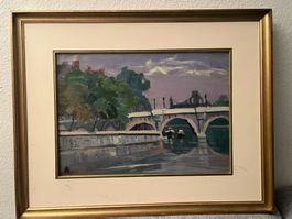 Original Paris Malerei - Fluss Seine Landschaft Kunst
