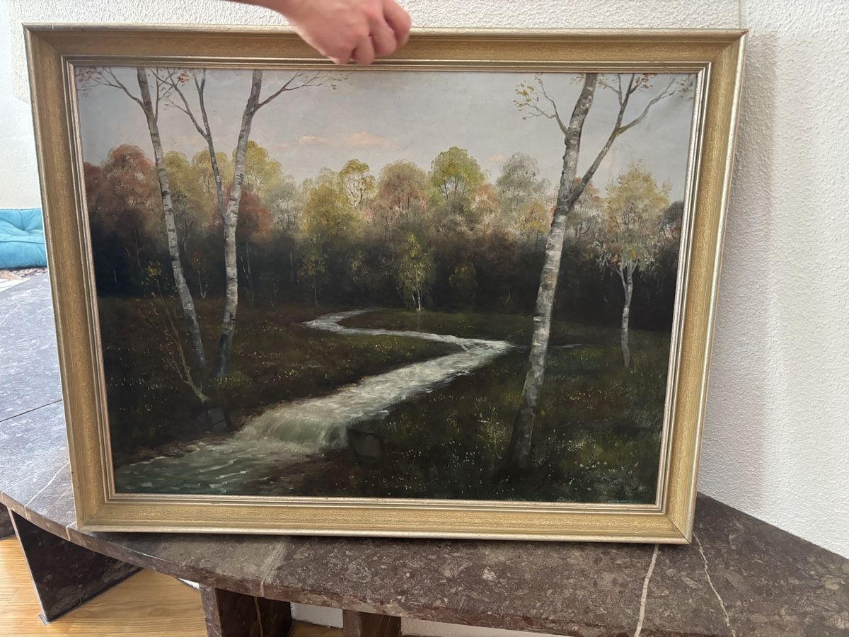 Dipinti: Gemälde, Waldlandschaft mit Bachlauf, 1954 – Usato da Halden venduto da leyla_ze