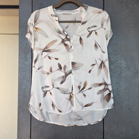 🐸 NILE BLUSE S GLATTE VISKOSE BLÄTTER MUSTER NEUWERTIG