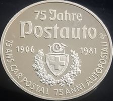 75 Jahre Postauto 1906 - 1981 Silber 999 in Original Box