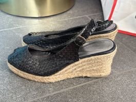 PASITO vintage leather Jute Peep Toe Wedge 35-36 Intrecciato