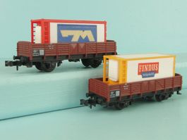 Minitrix Spur N 2 X Güterwagen mit Container