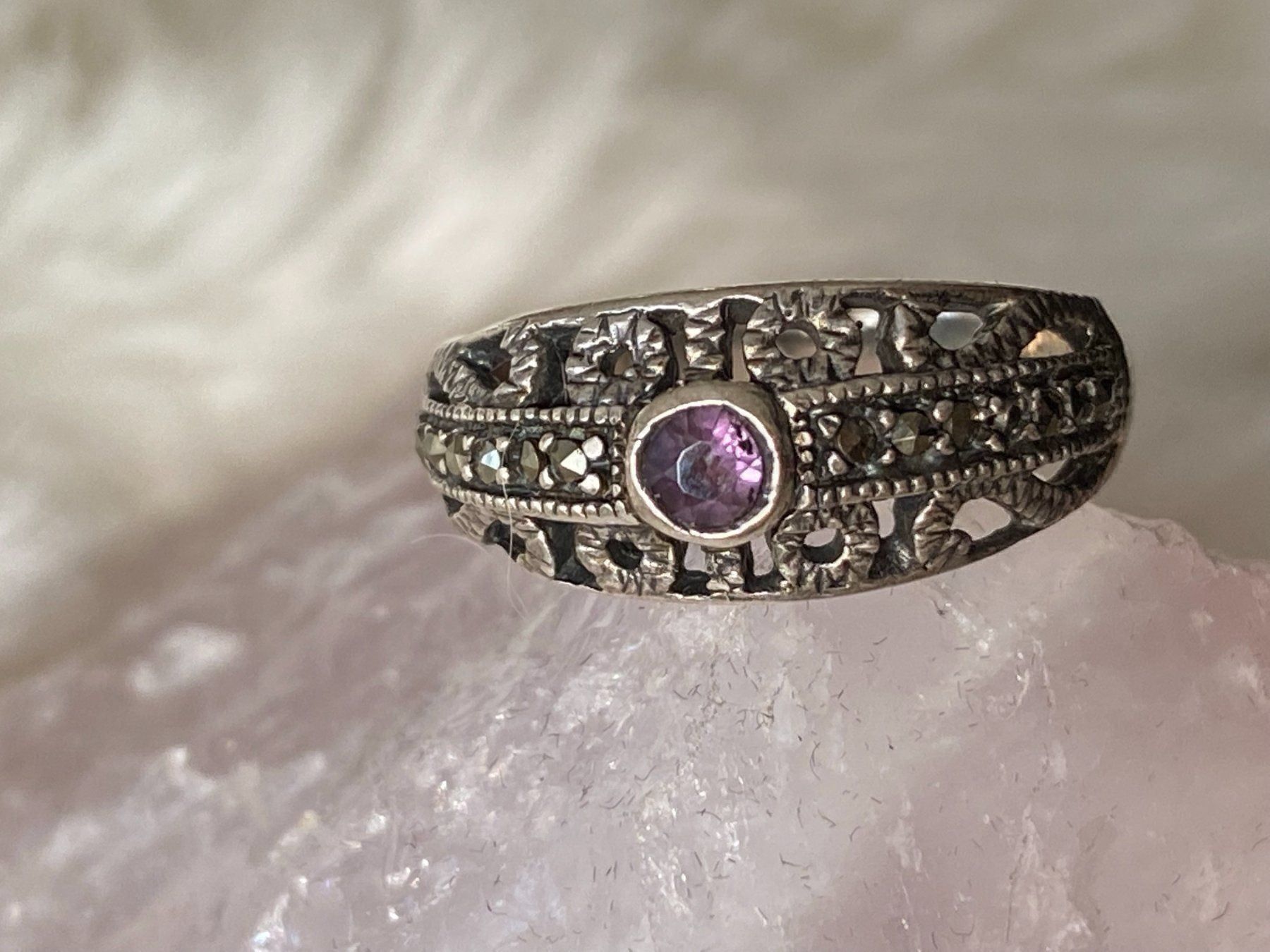 Anelli: Ring Silber 925 mit lila Stein – Usato da Istighofen venduto da Ringparadies