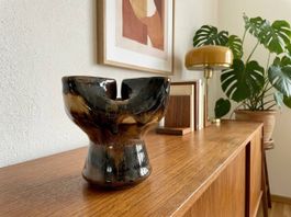 Ingeborg Zenker Keramik Vase 1971 MCM Brutalismus Signiert