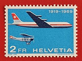 WERBEMARKE SWISSAIR 50 JAHRE 1929 - 1969 Z 465 1969 PFR.