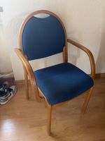 Stuhl blau Stoff Holzgestell guter Zustand