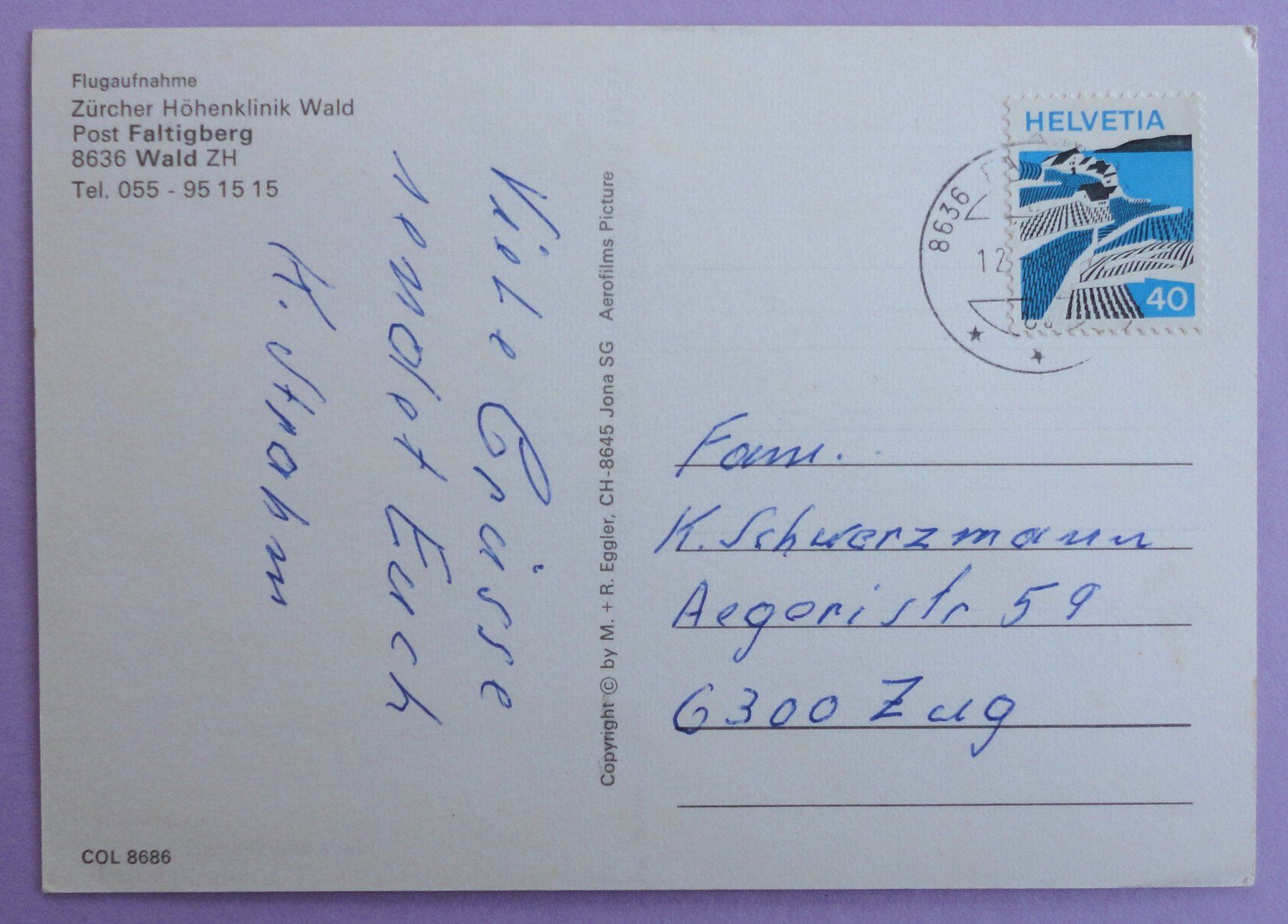 Cartoline postali: Zürcher Höhenklinik, Wald – Usato da Fétigny venduto da Billy2miny 1