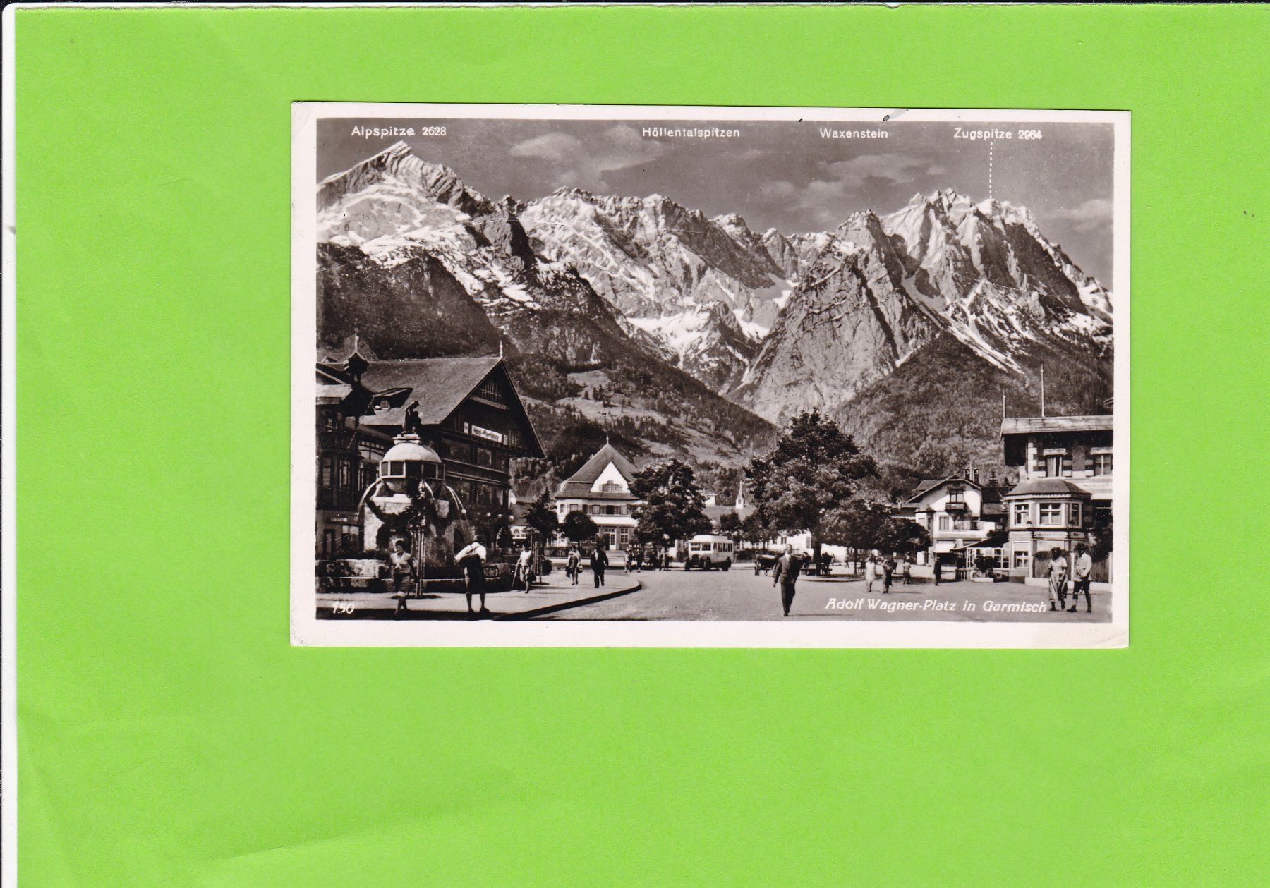 Ansichtskarten: Adolf Wagner-Platz in Garmisch-Oldtimer-belebt – Gebraucht aus St. Peterzell von neckertal