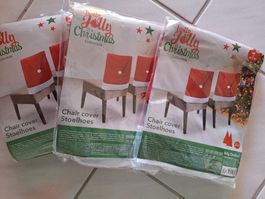 6 Stuhlüberzüge für Lehne / Motiv: Weihnachten / Chlausmütze